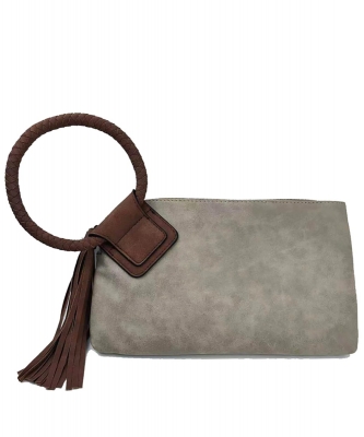 Fashion Cuff Handle Tassel Wristlet Clutch BP204 STONE/BROWN